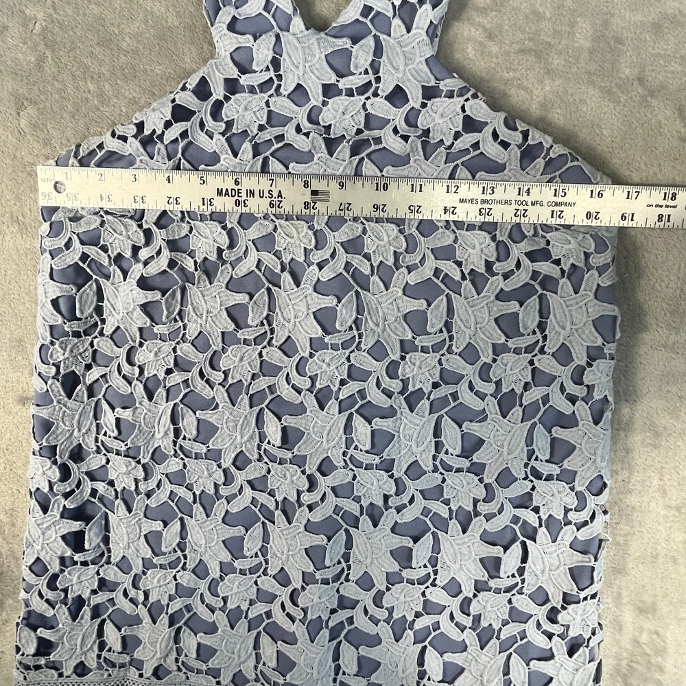 Nordstrom GB Blue Lace Crochet Overlay Dress Lined Sleeveless Shift Womens S - Picture 5 of 10
